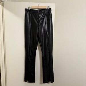 Abercrombie & Fitch Black Faux Leather Split Hem Pants